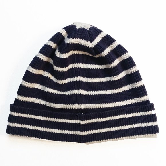 Brand Unknown Navy And White Striped Knit Baby Hat Size Unknown - Picture 2 of 2